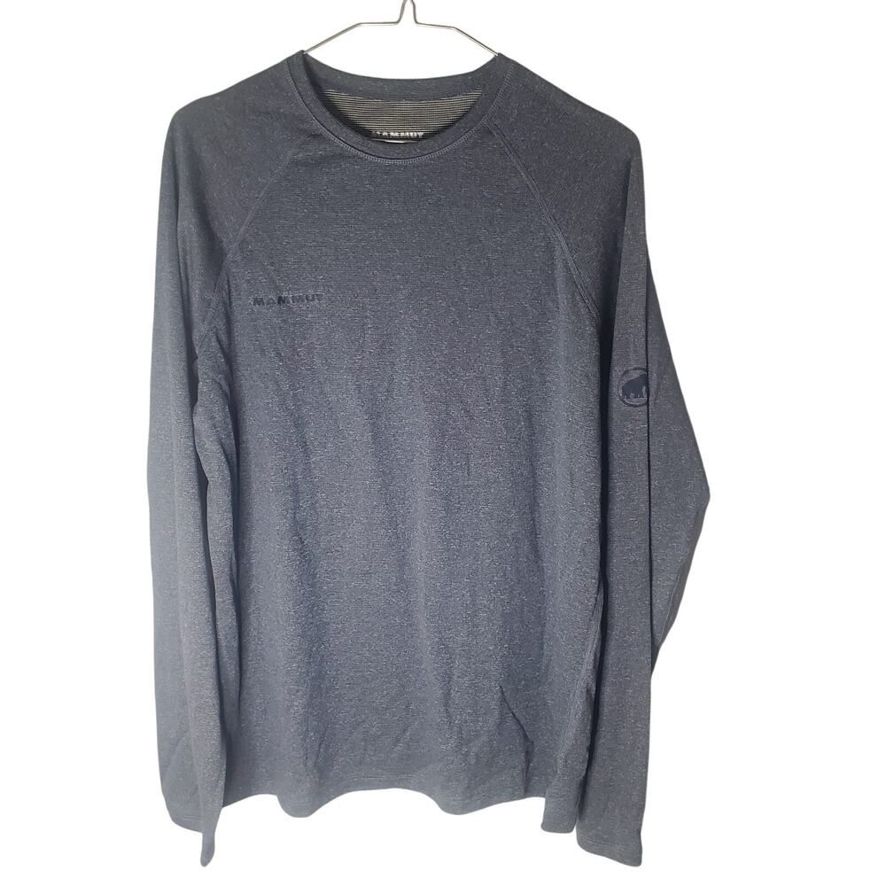 Mammut Polartec Wool Blend Fitted Base Layer Shirt Men's XL Blue Hiking Outdoor